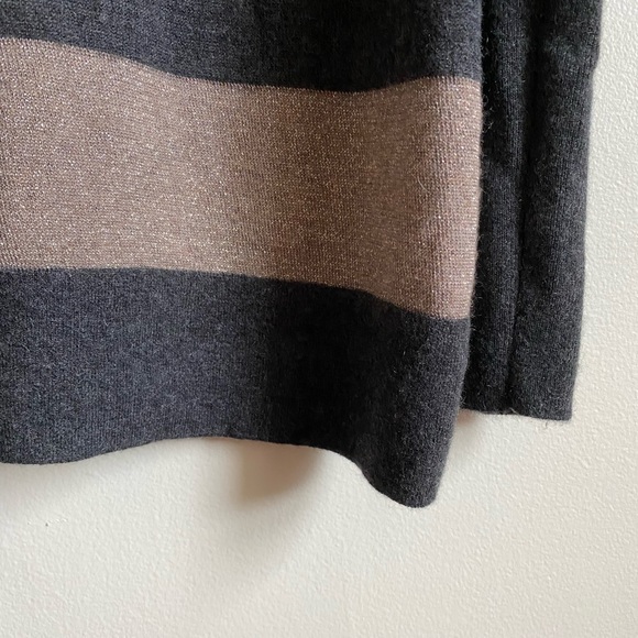 Vince Grey And Gold Metallic Stripe Cashmere Sweater L - Picture 3 of 9